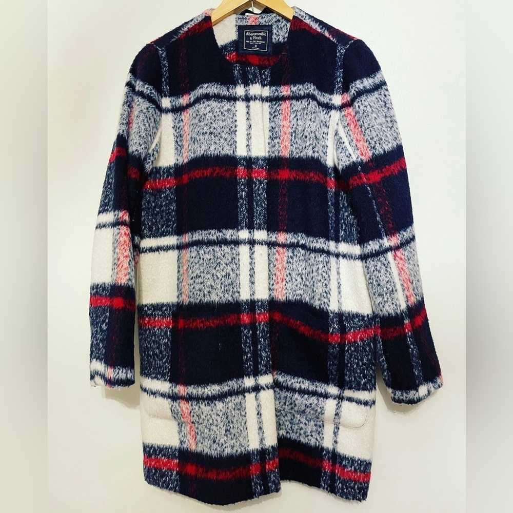 A&F brushed plaid coat
